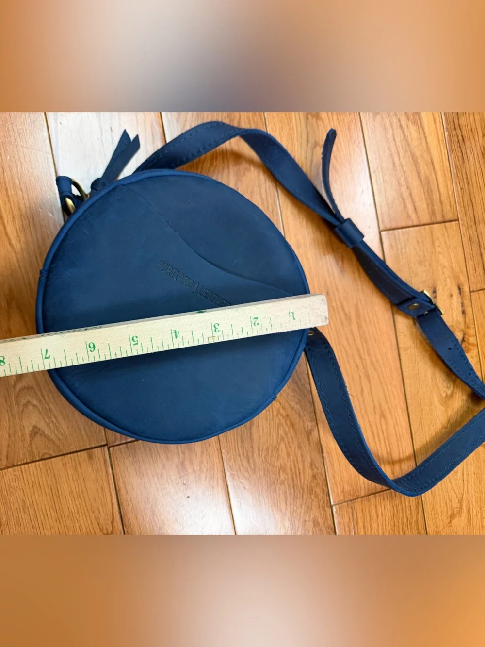 Portland Leather Nubuck Leather Small Round Crossbody Bag